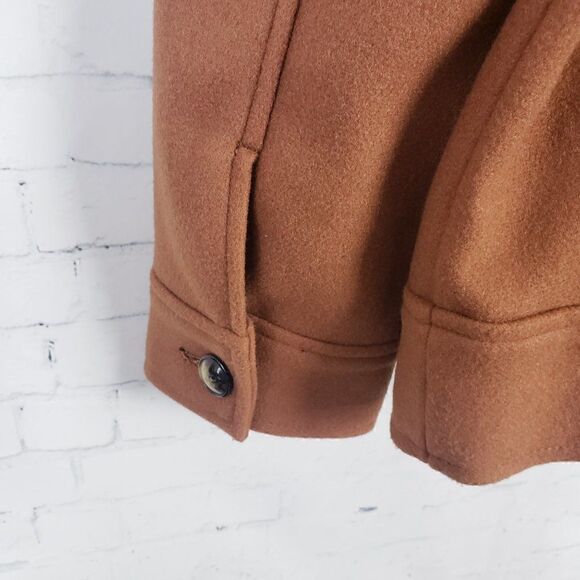 Old Navy Coat Size L Tall Camel Brown Sherpa Collar Faux Wool NEW - Picture 9 of 10